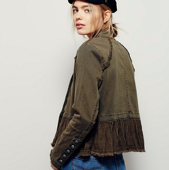 Free People Flared Hem Military Jacket Size XS - Picture 4 of 8